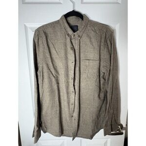 14th And Union Shirt Men's  M Gray Brushed Cotton Button Down Long Sleeve Trim F